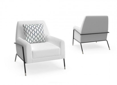 Designer Sessel Wohnzimmer Möbel Einrichtung weiß Textil Fernsehsessel Lounge