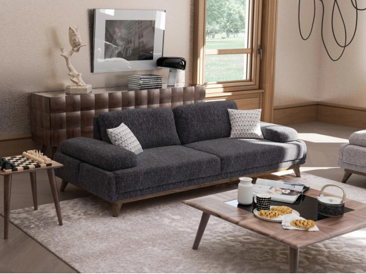 Sofa Zweisitzer Polstermöbel Sitzer Couch Polster Stoff Wohnzimmer Couchen Grau