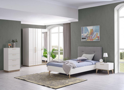 Garnitur Kinderzimmer Kinderbett Jugendbett Bett Set 4tlg Weiß Holz