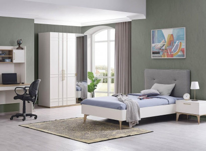 Kinderzimmer Garnitur Kinderbett Jugendbett Bett Set 4tlg Weiß Holz