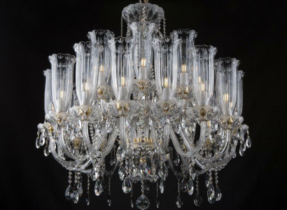 XXL Lampe 24x Kronleuchter Palast Villa D'Este Lichter Kristall Lampe Kronleuchter