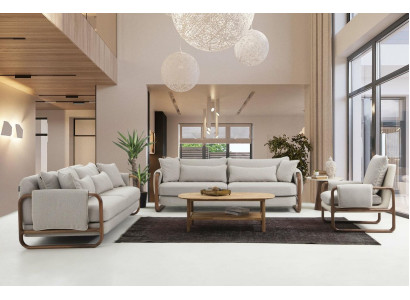 Komplette Couchgarnitur Sofagarnitur 321 Sitzer Modern Stoff Grau Set