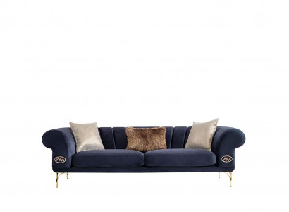 Blaue Wohnzimmer Couch Designer 3-Sitzer Polstercouchen Sitzmöbel Neu