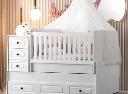 Luxuriöses weißes Babybett Stilvoll Holzbett für das Kinderzimmer neu