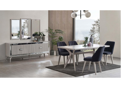 Esszimmer Luxus Essgruppe Garnitur Esstisch Set 9tlg Grau Holz Tisch