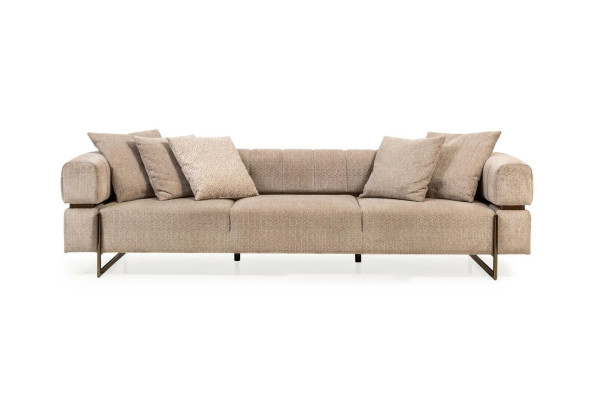 Beiger Viersitzer Designer Stoffsofa Polstersofas Wohnzimmer Couchen