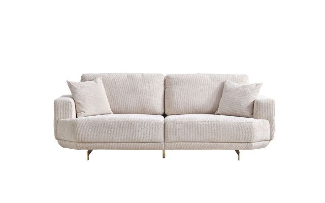 Weiß Textil 3-Sitzer Wohnzimmer Polster Sofa 3-er Wohnzimmer Couch Möbel 