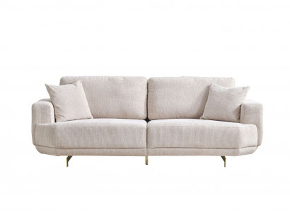 Weiß Textil 3-Sitzer Wohnzimmer Polster Sofa 3-er Wohnzimmer Couch Möbel 
