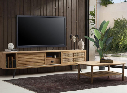 TV Ständer RTV Lowboard Couchtisch Braun Holz Modern Wohnzimmer Set
