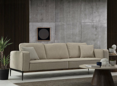 Sofa Dreisitzer 3 Sitzer Stoff Modern Sofas Design Wohnzimmer Beige