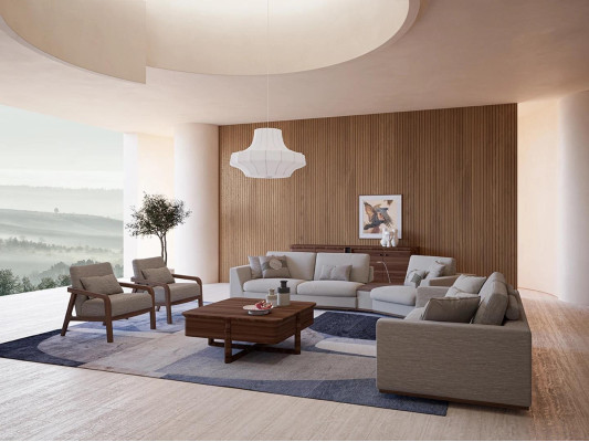 Wohnzimmer Set 4tlg Zweisitzer mit Dreisitzer Sofa Polster Textil 2x Sessel Neu