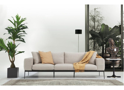 Dreisitzer Sofa 3 Sitzer Sofas Beige Stoff Wohnzimmer Luxus Modern Neu