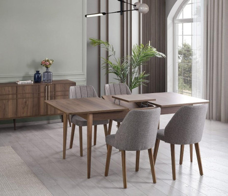 Modern Komplette Essgruppe Esszimmer Esstisch Set 7tlg Esszimmer Braun Holz