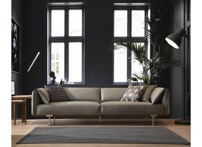 Grüner 3-Sitzer Wohnzimmer Ledersofas Designer Exklusive Couch Sofas