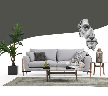 Sofagarnitur 2 Sitzer Sessel Zweisitzer Stoff Sofas Modern Design Grau