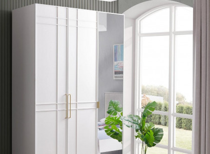 Kleiderschrank Schränke Holzschrank Holz Weiß Spiegel Kinderzimmer 