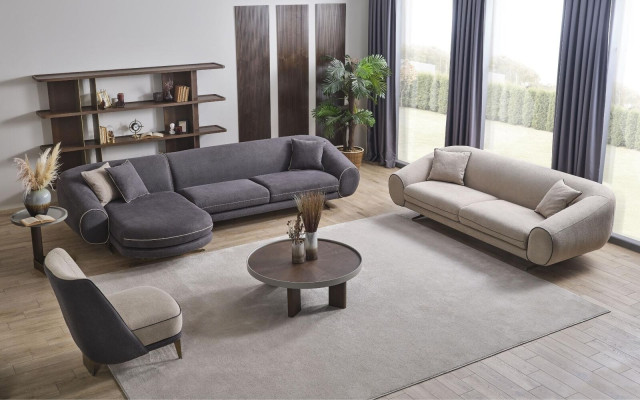 Wohnzimmer Luxus Set Ecksofa- L-Form 3+1 Sitzer Couchtisch Beistelltisch