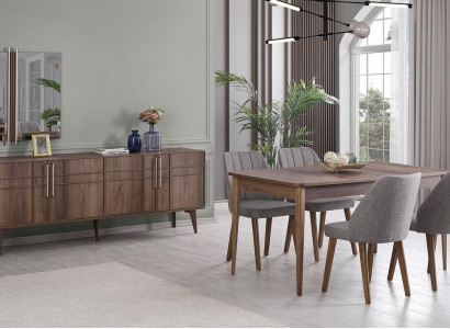 Essgruppe Garnitur Esszimmer Esstisch Set 9tlg Esszimmer Braun Holz