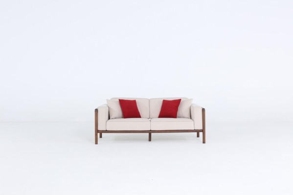 Sofa 2 Sitzer Zweisitzer Modern Stoff Sofas Design Wohnzimmer Neu Weiß