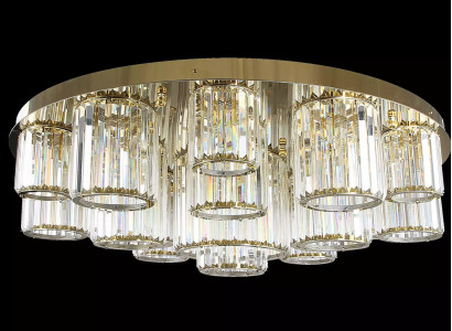 Runder Kronleuchter Deckenleuchte Luster Deckenlampe Wohnzimmer Gold