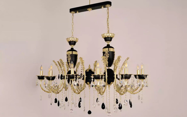 Deckenleuchte Luxus Kronleuchter Deckenlampe Luster Kristall Schwarz Lampe