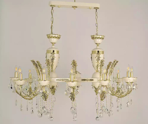 Lampe Deckenleuchter Luxus Kronleuchter Deckenlampe Lüster Beige Kristall