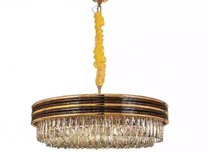 Runde Leuchte Lampe Deckenleuchter Gold Kronleuchter Deckenlampe Lüster Kristall