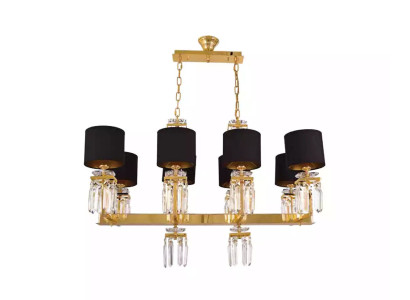 Deckenleuchter Kronleuchter Gold Deckenlampe Luster Kristall Schwarz