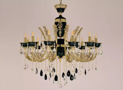 Lampe Kronleuchter Deckenleuchter Luxus Deckenlampe Lüster Kristall Schwarz