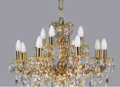 Luxus Deckenleuchter Lüster Kronleuchter Deckenlampe Kristall Gold