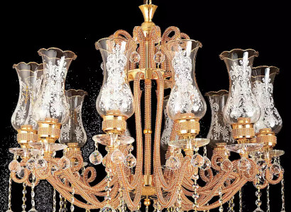 Luxus Deckenleuchter Lüster Kronleuchter Deckenlampe Kristall Gold