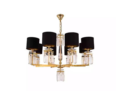 Kronleuchter Deckenleuchter Gold Deckenlampe Lüster Kristall Schwarz