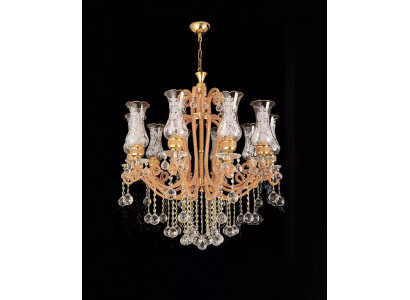 Luxus Deckenleuchter Lüster Kronleuchter Deckenlampe Kristall Gold Lampe