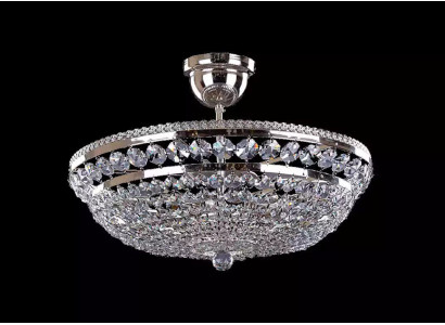 Rund Silber Luxus Deckenlampe Lüster Deckenleuchter Silber Kronleuchter Kristall