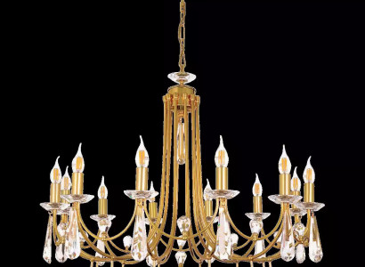 Luxus Crystal Lüster Deckenlampe Kronleuchter Deckenleuchter Gold Art