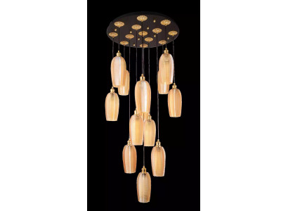 Lüster Luxus Kronleuchter Deckenleuchter Deckenlampe Modern Gold Glass