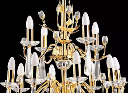 Luxus Lüster Deckenlampe Kronleuchter Deckenleuchter Crystal Gold