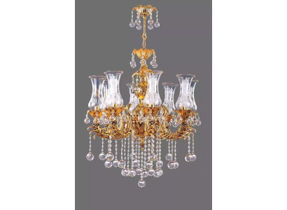 Lüster Luxus Deckenleuchter Gold Kronleuchter Deckenlampe Kristall Art