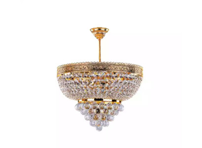 Runder Kronleuchter Luxus Deckenleuchter Lüster Deckenlampe Kristall Gold 50x60