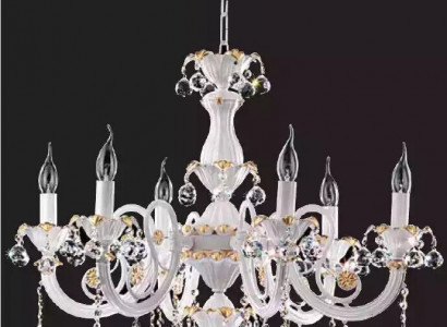 Luxus Kronleuchter Deckenlampe Lüster Deckenleuchter Weiß Kristall