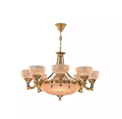 Lüster Deckenlampe Deckenleuchter Lampe Kronleuchter Glas Gold Beige