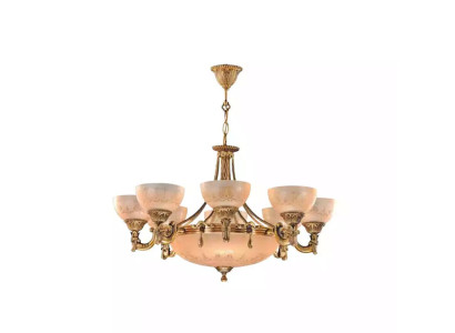 Lüster Deckenlampe Deckenleuchter Lampe Kronleuchter Glas Gold Beige