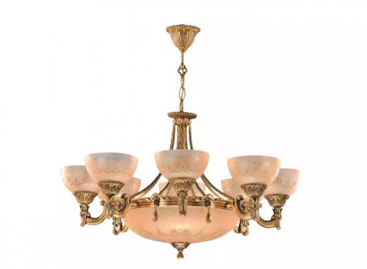 Lüster Deckenlampe Deckenleuchter Lampe Kronleuchter Glas Gold Beige