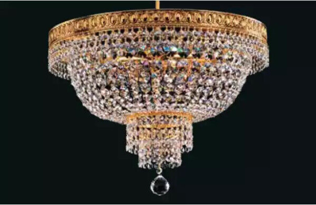 Lüster Deckenleuchter Luxus Gold Kronleuchter Deckenlampe Kristall Art