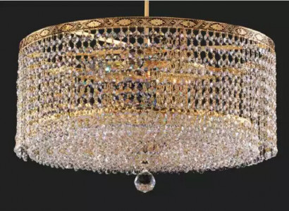 Lüster Deckenleuchter Luxus Gold Kronleuchter Runde Deckenlampe Kristall Art