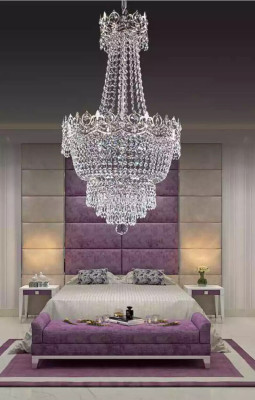 Kronleuchter Deckenleuchter Silber Deckenlampe Lüster Kristall Hängelampe