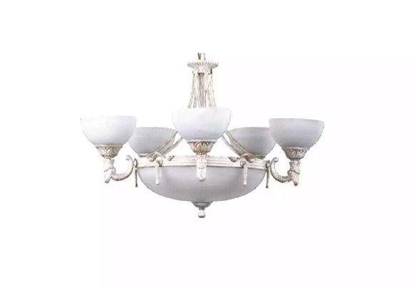 Deckenleuchter Luster Kronleuchter Deckenlampe Weiß Glas Lampen 70x77cm