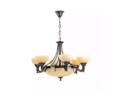 Lüster Deckenleuchter Modern Kronleuchter Deckenlampe Beige Glas Lampe