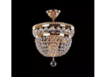 Rund Luxus Lüster Deckenlampe Deckenleuchter Kronleuchter Gold Kristall Art