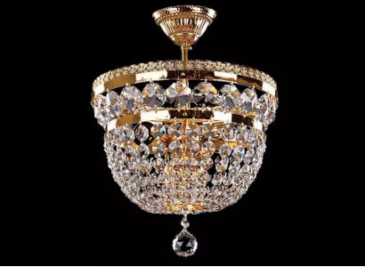 Rund Luxus Lüster Deckenlampe Deckenleuchter Kronleuchter Gold Kristall Art